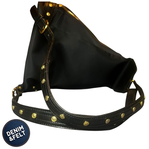 Versace Unisex Black & Gold Nylon Sun Logo Studded Backpack | EUC!! 💛🖤💛🖤 - Picture 10 of 16